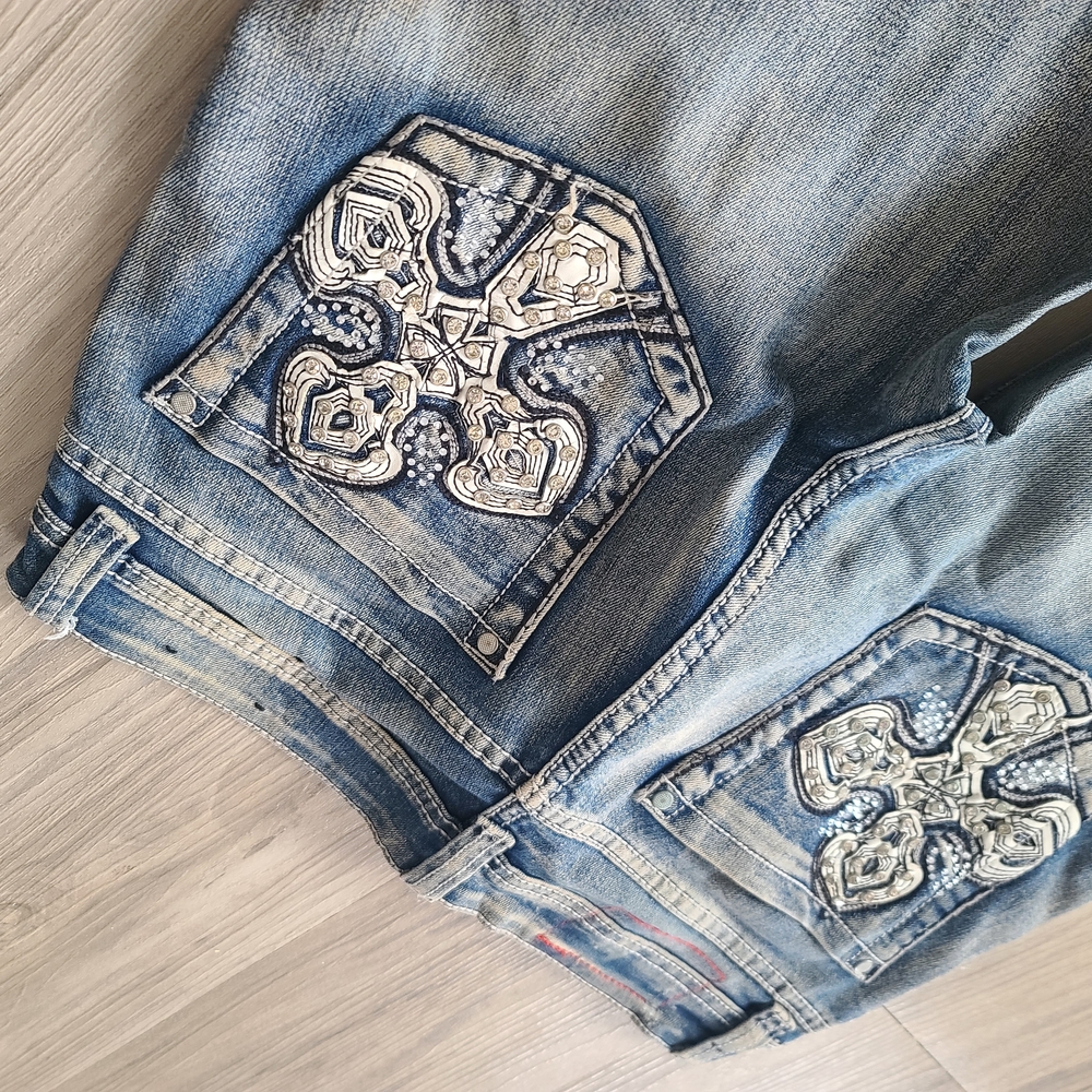 Low Rise Boot Cute Vintage Distressed Cowgirl Jeans - Picture 9 of 12